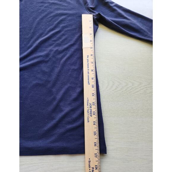 TOP-ANN TAYLOR-Basic-Rayon Spandex-Navy Blue-3/4 Length Sleeves--SIZE SMALL - Picture 12 of 13